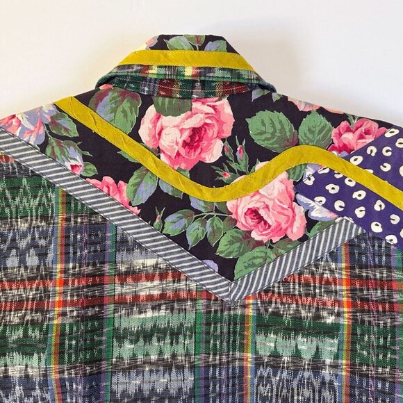 Vintage Floral Mixed Media Jacket Sz S/M Patchwork Cotton Boho Artsy Cottagecore - Picture 3 of 8